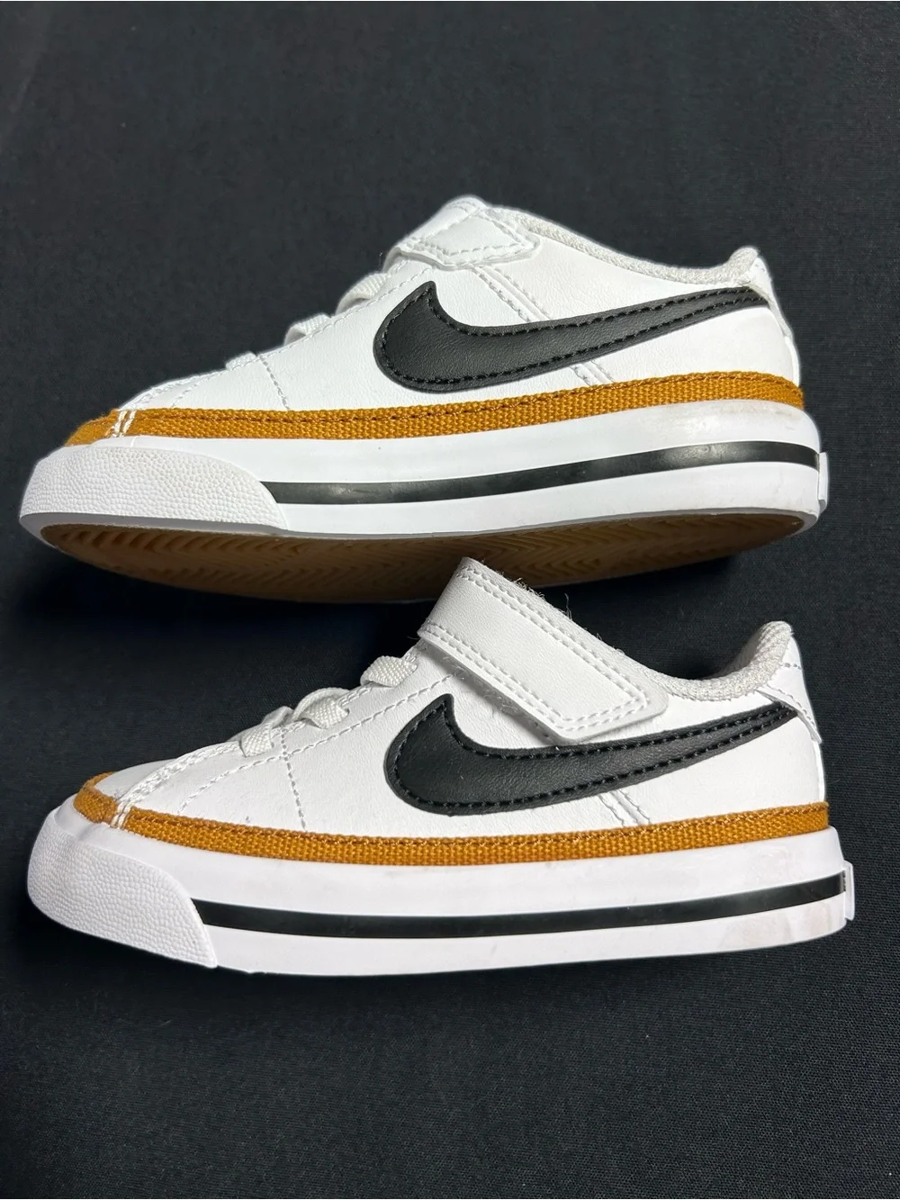 NWOB Nike Court Legacy Toddler Size 7C White Desert Ochre Brown Sneakers Leather